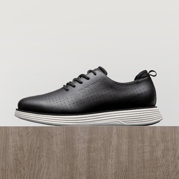 Bruno Marc Men\'s Leather Black/White Fashion Sneakers Oxfords Casual Shoes main image 5